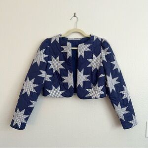 NAVY STAR QUILTED CROPPED JACKET